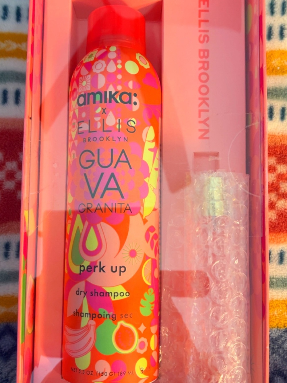 amika Guava Granita Perk Up Dry Shampoo - pink and orange